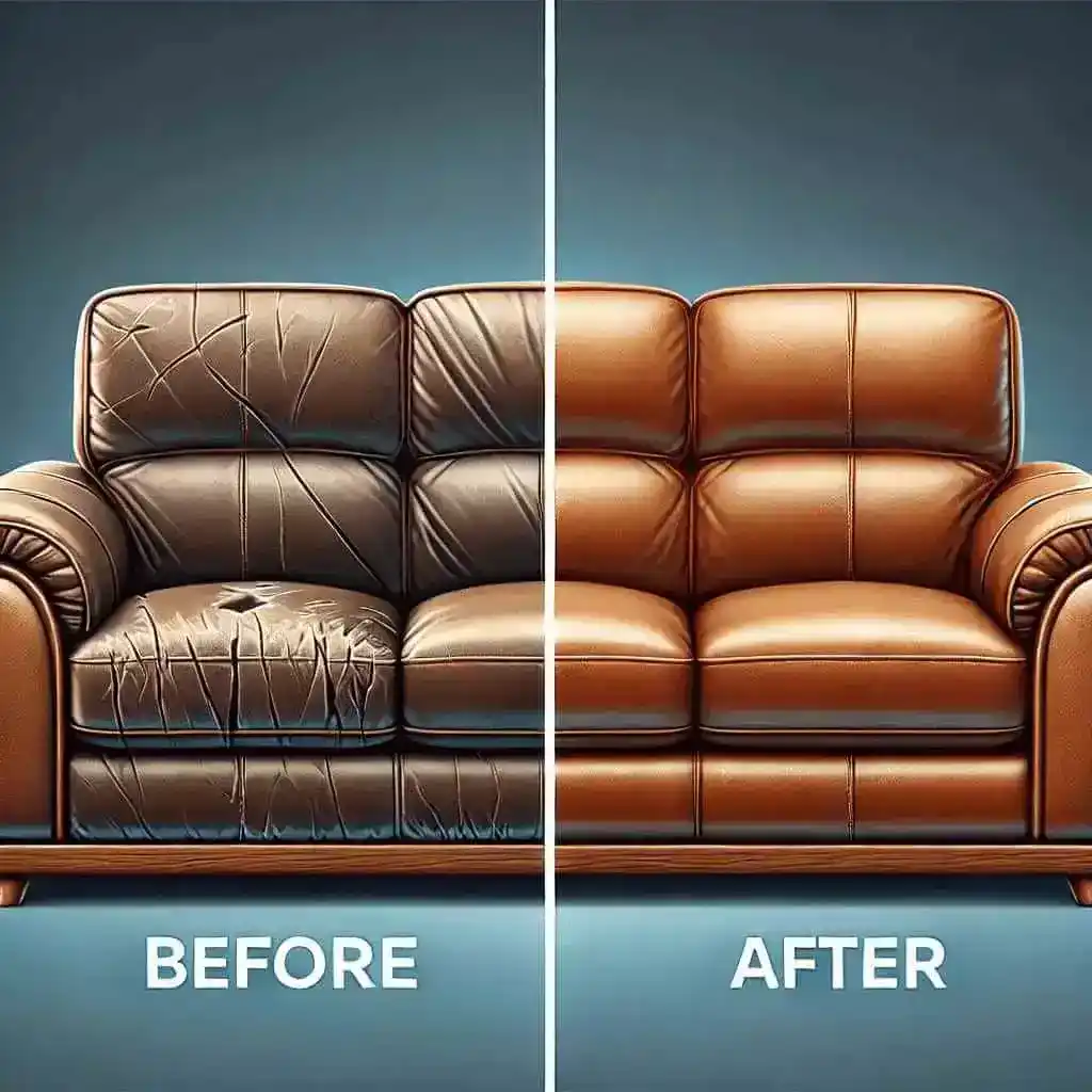 皮沙發修補前後對比圖
