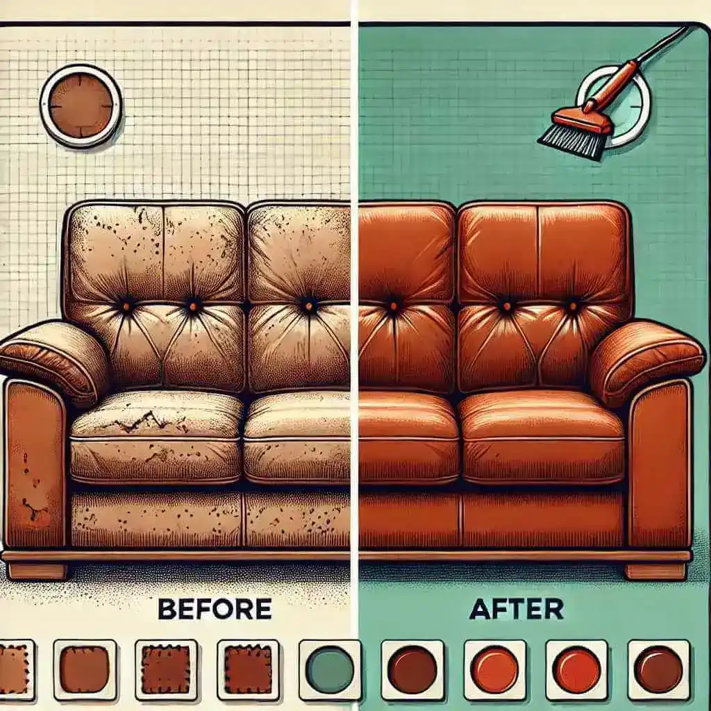 皮沙發染色前後清潔